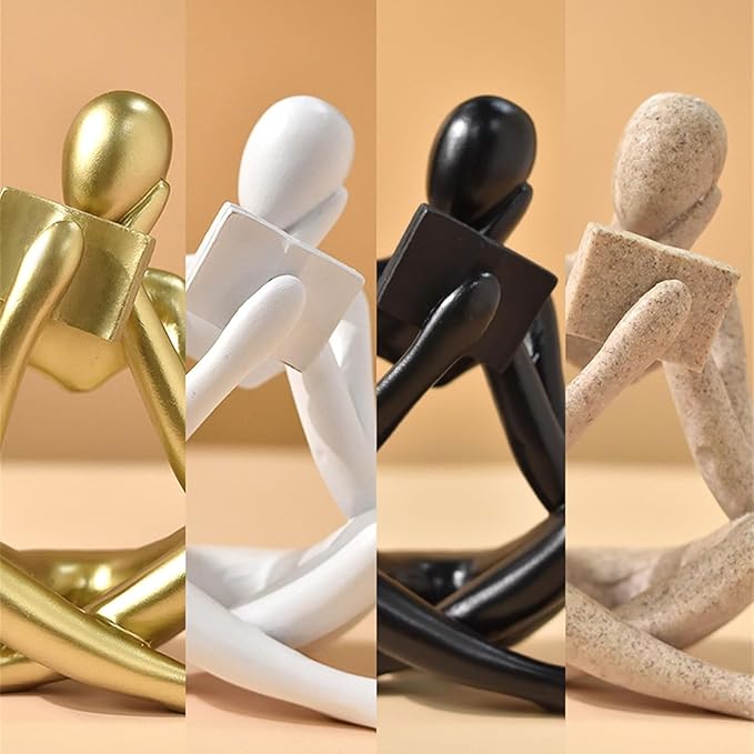 Style-A White, Creative Abstract Thinker Bookend for Home Aesthetic, Study, and Wine Cabinet – Stylish Shelf Decor Accent and Thoughtful Gift for Living Room, Bar, or Coffee Shop