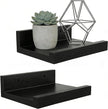 Z metnal Small Floating Shelves, Natural Wooden Display Wall Shelf for Picture Ledge, Nursery Floating Shelves, Black, Wall Mounted, 8 x 5.5 inch, 2 Pcs
