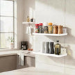 Adhesive Floating Shelves No Drill Floating Shelf for Wall Storage Damage-Free Wall Mounted Organizer for Bathroom, Kitchen, Bedroom & Office (White, 4 PCS)