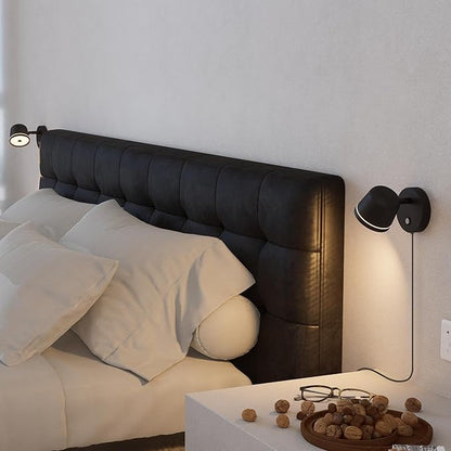 Aisilan Plug in Wall Sconce, Dimmable LED Wall Light with Switch, 7W Adjustable Anti-Glare Bedroom Sconce, Matte Black Aluminum Wall Lamp for Living Room & Bedside