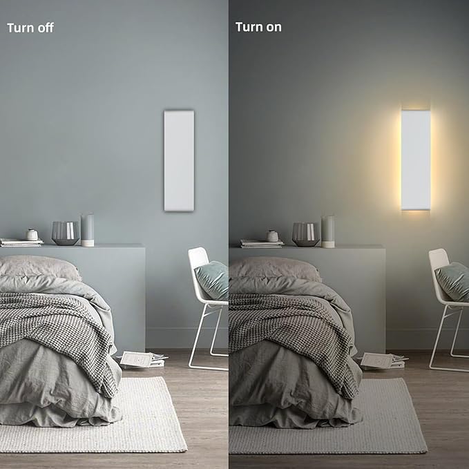 KICAAO 15.7in White Modern Wall Sconce 2-Pack,16W Indoor Vanity Light Up and Down LED Vanity Light for Bathroom Wall Lighting Fixtures Not Dimmable Not Plug (Warm Light 3000K)
