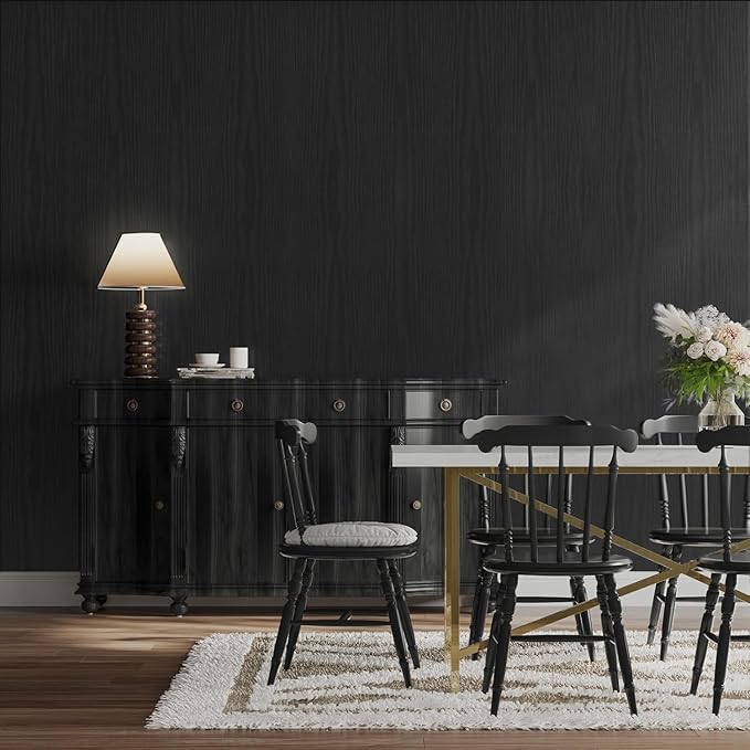 Abyssaly Black Wood Wallpaper 15.7 Inch X 196 Inch Peel and Stick Paper for Countertops, Authentic Wood Look, Durable, Thickening Home Office Decoration