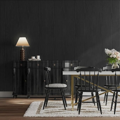 Abyssaly Black Wood Wallpaper 15.7 Inch X 196 Inch Peel and Stick Paper for Countertops, Authentic Wood Look, Durable, Thickening Home Office Decoration