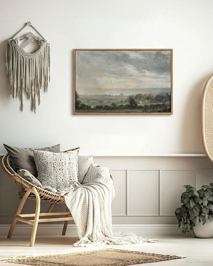 InSimSea Framed Canvas Wall Art Vintage Decor, Room Decor Vintage Landscape Artwork Home Wall Decor, Kitchen Office Farmhouse Bathroom decor, 16"x24"