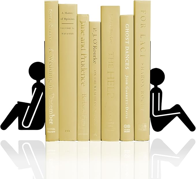 Bookends Metal Book Ends, Abstract Readers Decorative Bookends for Bookshelf, Book Organizer for Desk Home Office School Bookshelf Decor, Black - 1 Pairs