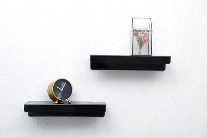 IEEK 15 Inch Black Acrylic Floating Wall Ledge Shelf,Wall Mounted Nursery Kids Bookshelf,5MM Thick Home/Office/Bathroom Storage Shelves Display Organizer Set of 3