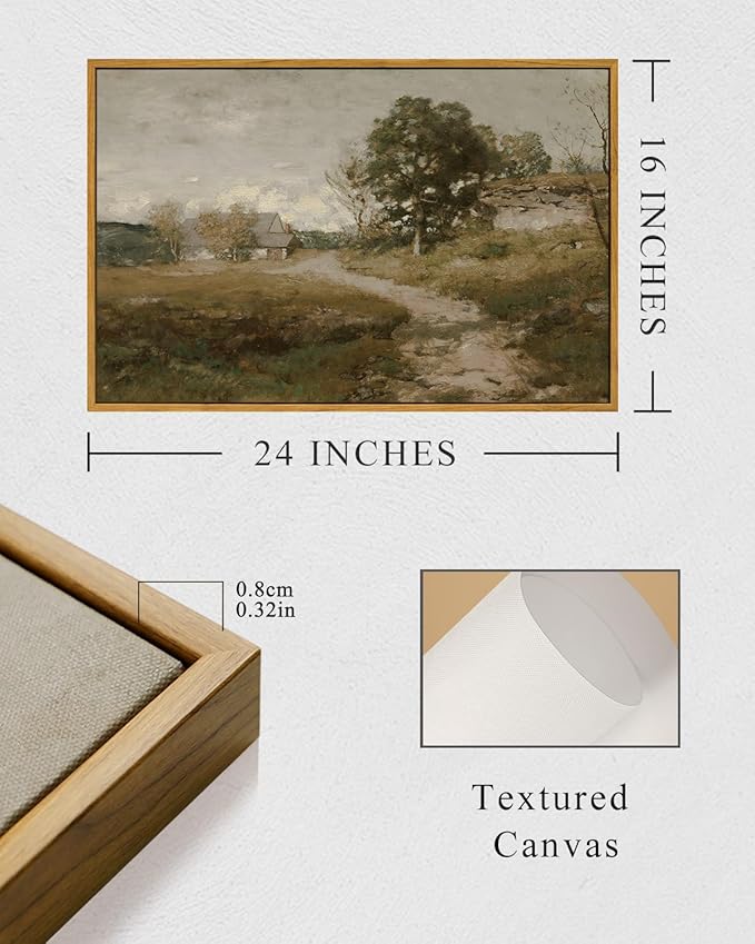 InSimSea Framed Canvas Wall Art Vintage Decor, Room Decor Classical Oil Painting Canvas Prints Arkville Landscape Vintage Wall Art Home Decor, 16