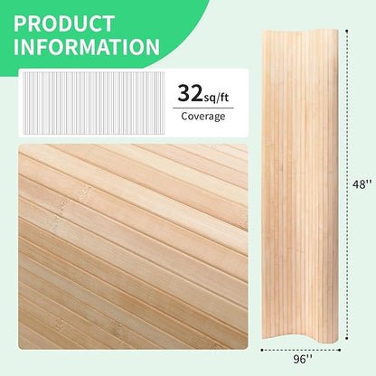 Natural Bamboo Wall Panel for Interior Wall Decor, Renewable Pole Wrap Wainscoting Paneling for Wall Ceiling Furniture Cabinet Office, 48 x 96 Inch, Carbonized