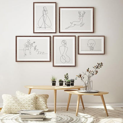 puthiac 12x18 Solid Oak Wood Picture Frame, Fits 8x12 with Mat or 12x18 Without Mat, Wall Display Only, Vertical or Horizontal, Plexi Front, 3 Pack, Walnut