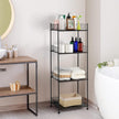 OYEAL Bathroom Shelves Freestanding Bathroom Towel Storage 4 Tier Wire Shelving Unit Bathroom Standing Shelf Floor Organizer for Pantry Kitchen Laundry Room Organization, Black