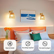 Battery Operated Wall Sconce Set of 2, Gold Battery Wall Sconces, USB Rechargeable Wall Lights with 2500mAh Dimmable Bulbs and Remote, RGB 15 Colors Wireless Wall Lamps for Bedroom Living Room Hallway