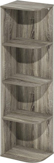 Furinno Pasir 4-Tier Corner Open Shelf Bookcase, French Oak