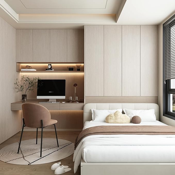 Cream Wood Grain Contact Paper Peel and Stick Wood Wallpaper Waterproof Removable Natural Wood Contact Paper for Countertops Cabinets Desk Table Door Dresser Vinyl Furniture Warp 15.74