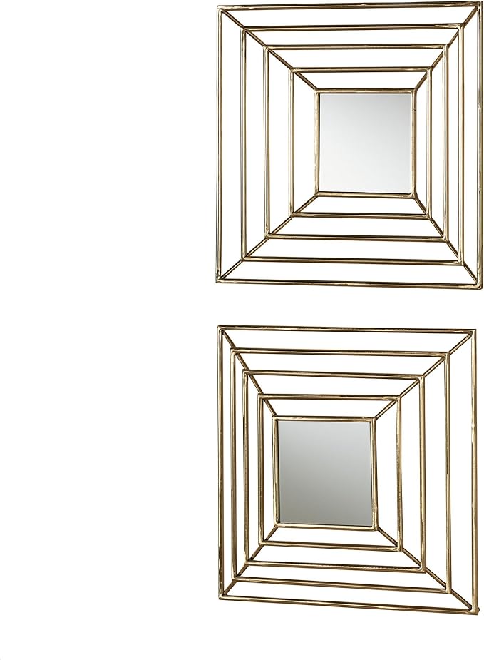 Modern Dacian Metal Openwork Mirrored Wall Art Set Gold 15