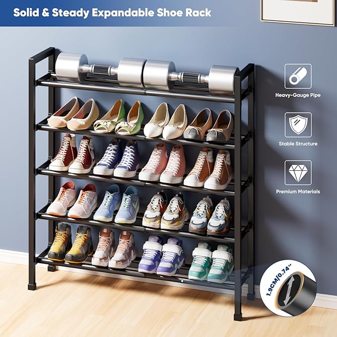 Abiglifty 5-Tier Expandable Shoe Rack,17