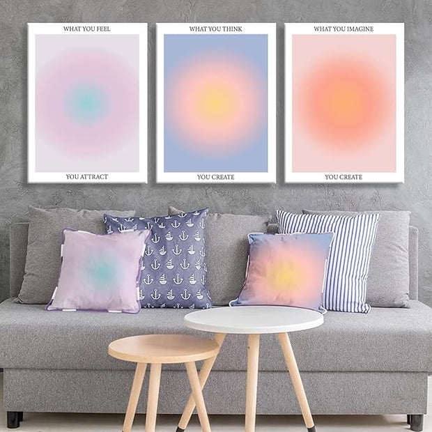 Framed 3 Color Abstract Wall Art Poster Room Aesthetics Spiritual Spiritual Gradual Affirmation Canvas Wall Decoration Positive Energy Inspirational Wall Art Bathroom Living Room Apartment 16x24Inch