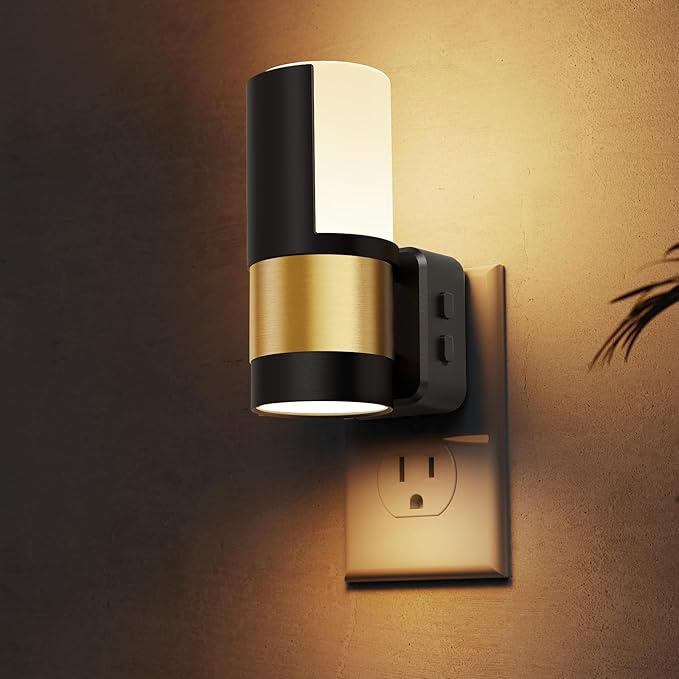 L LOHAS LED Night Lights Plug into Wall, Plug in Night Light, Soft White/Cool White/Amber, Dimmable Backlit Nightlight with Light Sensor, 180° Rotatable Nightlights Plug in Wall for Hallway, 1Pack