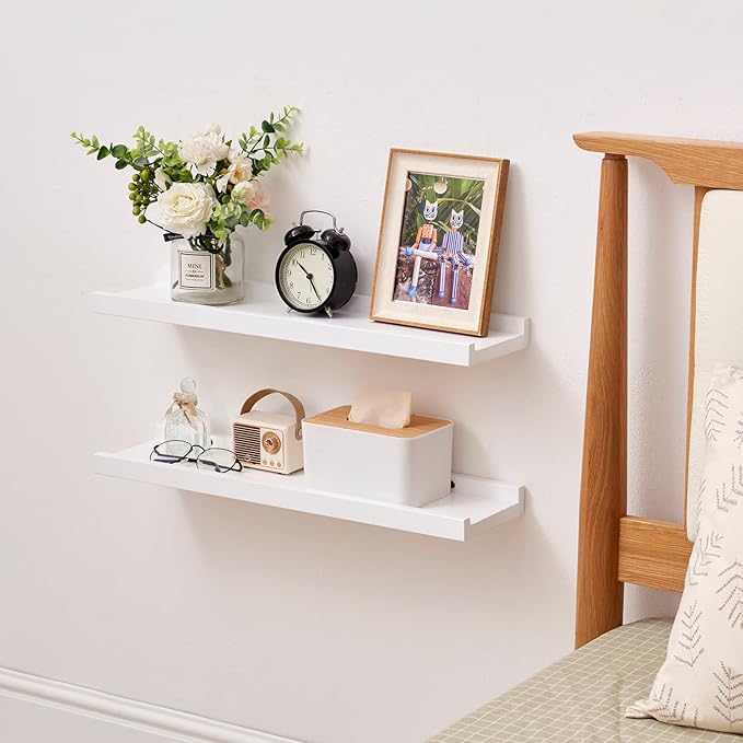 Floating Shelf White Oak Wood Wall Shelves 12 Inch (Upgrade Width 6