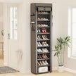 Mavivegue Shoe Rack with Cover, 10 Tier Tall Shoe Organizer for 18-22 Pairs of Shoes, Shoe Storage Organizer for Entryway, Closet, Garage, Grey, S