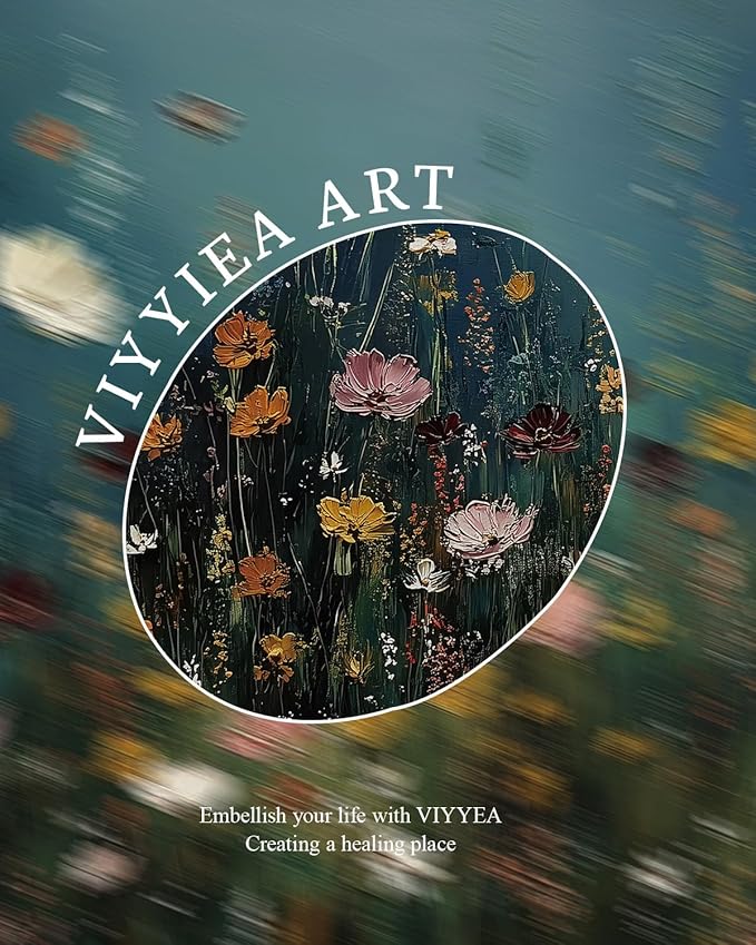 VIYYIEA Gold Framed Art Prints,12x16Inch, Wildflower Floral Vintage Art Painting, Moody Maximalist Decor for Library Bathroom Dining Room Shelf, Rustic Farmhouse Canvas Blue Picture