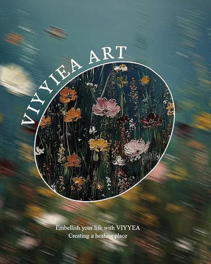 VIYYIEA Gold Framed Art Prints,12x16Inch, Wildflower Floral Vintage Art Painting, Moody Maximalist Decor for Library Bathroom Dining Room Shelf, Rustic Farmhouse Canvas Blue Picture
