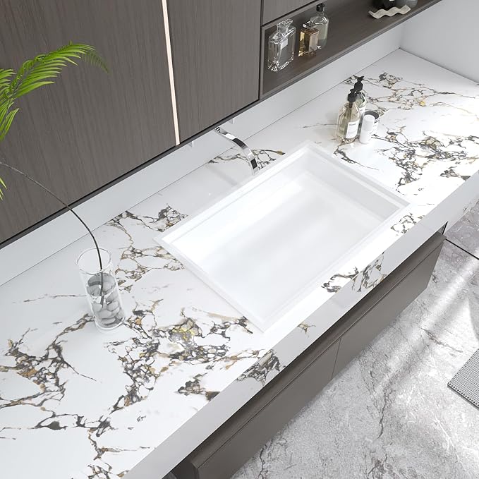 32x157inch Glossy White Gold Marble Contact Paper peel and stick Removable Wall Paper Counter Kitchen Marble Wallpaper Vinyl Wrap for Countertops Waterproof laundry Room Backsplash Living Room