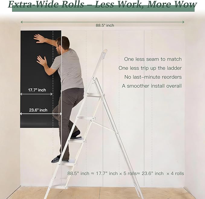 Dimoon 118''x23.6'' Peel and Stick Wallpaper Black Contact Paper for New Environmentally Friendly Materials Thickening Upgrade Embossed Renter Friendly Wall Paper Modern Vinyl Wrap Countertop Bedroom