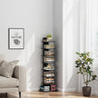 TUTOTAK Narrow Bookshelf, 8-Tier Bookcase, Spine Book Shelf for Small Space, Corner Standing Shelf for Living Room, Office, Study, Entryway, Black BS06BK008