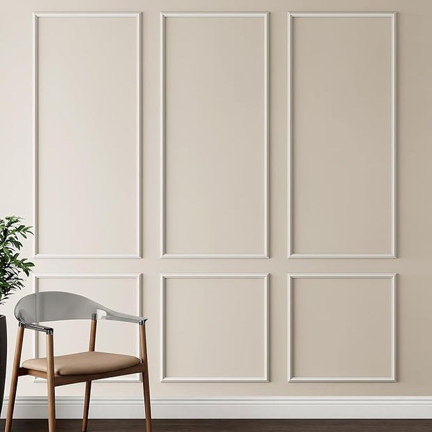 Peel and Stick Wall Molding Kit, INMOZATA 3 Sets 3D Pre-Cut Accent Molding Trim Wainscoting Panels for Interior Wall Decor Living Room Bedroom Entryway (54" x 24")