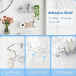 TZAMLI Acrylic Shower Caddy, Wall Mounted Adhesive Shelves with Lip, No Drilling Shower Organizer Clear Shelf for Bathroom Toilet Kitchen Storage, Large Long
