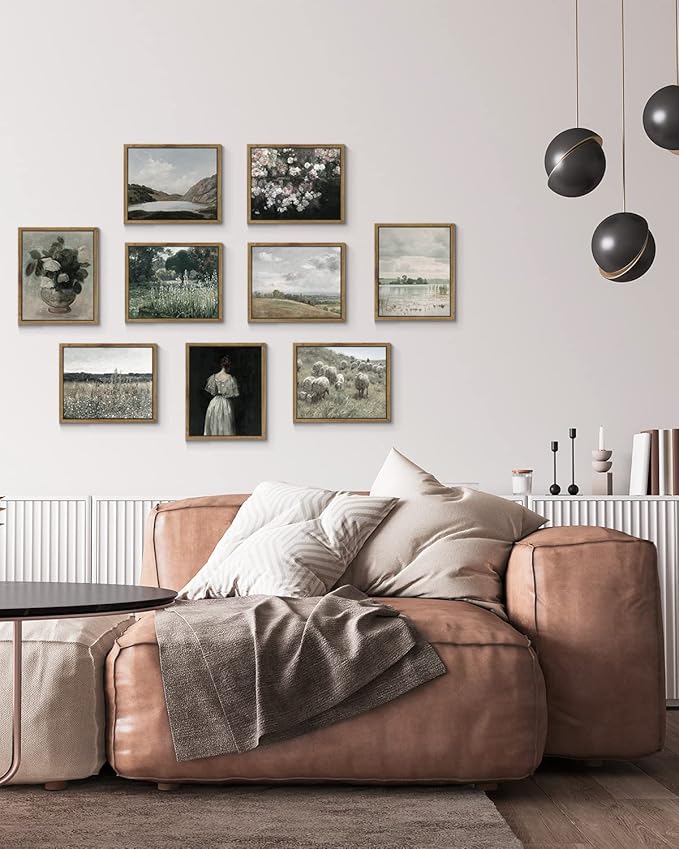 InSimSea Meadow with Flowers Painting Wall Art Prints, Framed, Canvas, Classical Scenery Eclectic Wall Decor For Home Office Living Room Bathroom (8x10in/20x25cm)