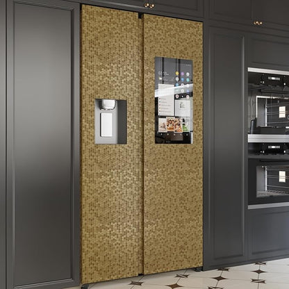 CRE8TIVE Metallic Mustard Gold Peel and Stick Wallpaper Textured 12"x80" Hexagon Honeycomb Gold Wallpaper for Kitchen Fridge Vinyl Wrap Waterproof Adhesive Metallic Contact Paper for Cabinets Drawers