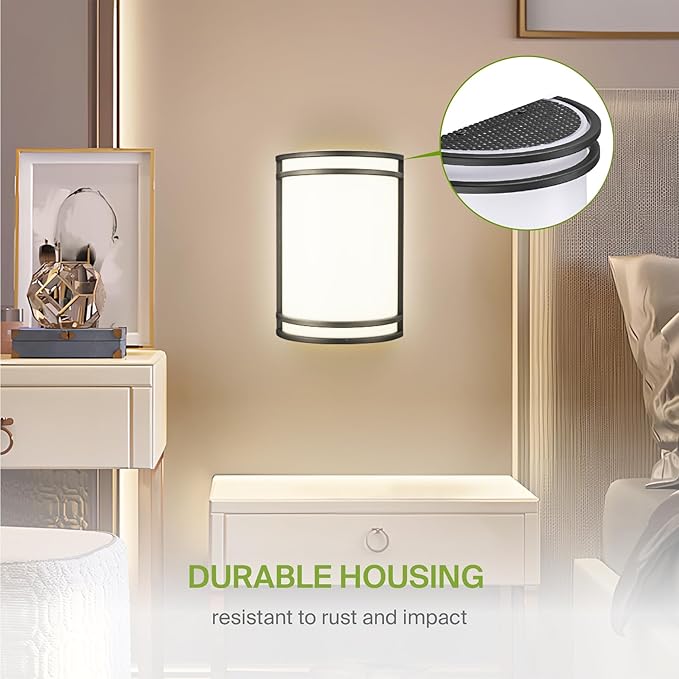 ASD LED Indoor Wall Mount Light Fixture - 10 Inch 15W Modern Interior Matte Black Dimmable Wall Sconce Light - ETL 3000K 4000K 5000K Adjustable - Hallway, Bedroom LED Wall Lights, 4 Pack