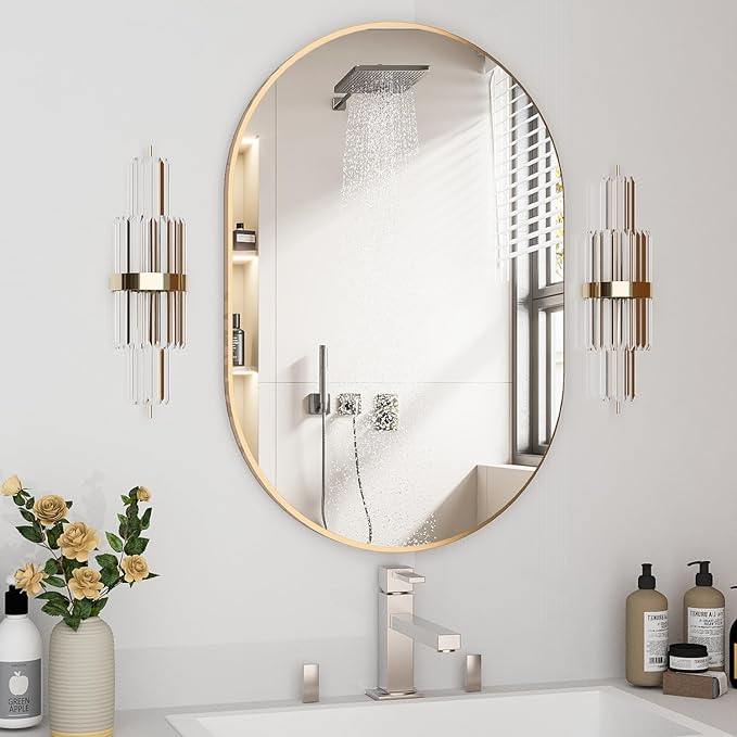 Oval Bathroom Mirror Capsule Wall Vanity Mirror, 24