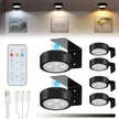 6Pcs Rechargeable Battery Picture Light,Wall Lights for Pictures with Remote Dimmable and Timer,3 Lighting Modes Magnetic Art Display Light for Paintings Battery Operated-Black