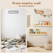 Nursery Floating Shelves for Kids Room, 4 Pack 15.7 Inch Natural Wood Wall Shelves with Scalloped Edge, Kids Bookshelves for Toddler Bedroom, Playroom, Baby Nursery Decor
