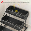 Bokelai Spice Rack for Countertop 3 Tier Foldable Seasoning Organizer Jars Storage Holder Step Shelf for Cabinet Kitchen Black