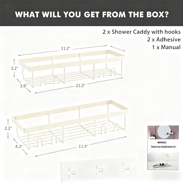 Moforoco Shower Caddy Shelf Organizer Rack, Self Adhesive Black Bathroom Shelves Basket, Home Farmhouse Wall Inside Organization and Storage Decor Rv Accessories, First Camper Apartment Essentials
