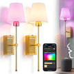 Battery Operated Wall Sconce Set of Two - Wireless Smart Wall Lamp, Matter Over Thread Protocol Enabled, Works with Apple/Alexa/Samsung/Google, 66 Hours Long Runtime