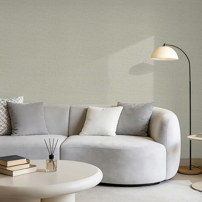 practicalWs Cream Contact Paper 17.7 inch x 118 inch Grasscloth Texture Peel and Stick Wallpaper Removable Renter Friendly Wallpaper for Locker, Cabinets, Countertop, Wall Decor and Renovation