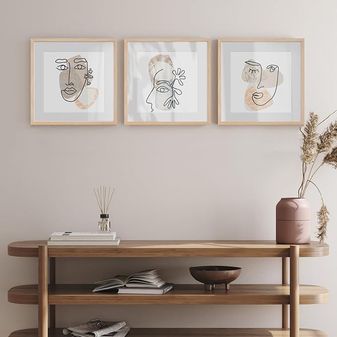 puthiac 20x20 Solid Oak Wood Picture Frame, Fits 16x16 with Mat or 20x20 Without Mat, Wall Display Only, Plexi Front, 1 Pack, Natural Oak