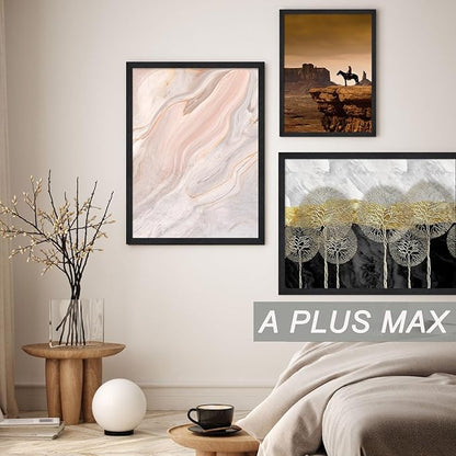 A PLUS MAX 8x10 Picture Frame, Engineered Wood Frame Display Photo 5x7 with Mat or 8 x 10 without Mat, 8 by 10 Frame with Black Wood Grain for Wall - 1 Pack/Black/8"x10"