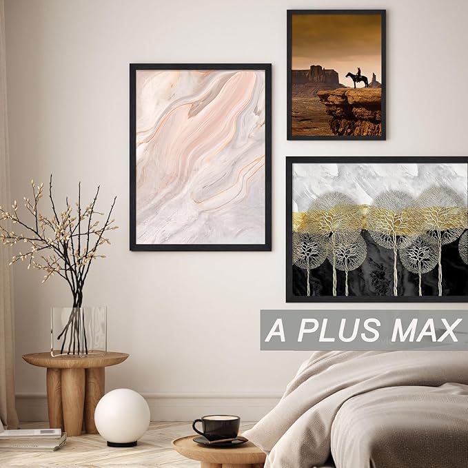 A PLUS MAX 5x7 Picture Frame, Engineered Wood Frame Display Photo 4x6 with Mat or 5 x 7 without Mat, 5 by 7 Frame with Black Wood Grain for Wall - 1 Pack/Black/5