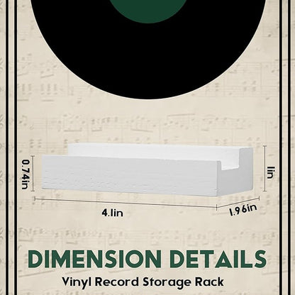 Wood Vinyl Record Shelf Wall Mount, Small Wall Record Holder Display Shelf, Vinyl Record Shelves Record Album Display Holder for LP, CD, Book Art Storage Vintage Home Decor (12, White)