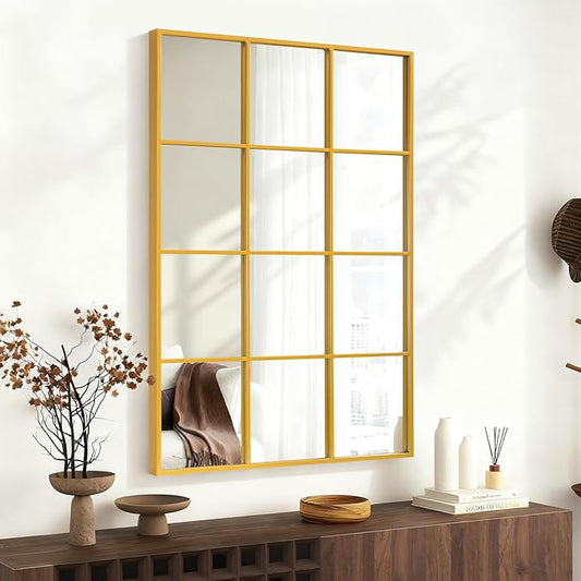 Rectangle Wall Mirror, Gold Metal Framed Mirror Golden Wall Mounted Decorative Mirrors for Living Room Bedroom Entryway 18x26 Inch Decor