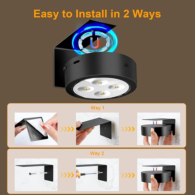 maylit 6 Pack Rechargeable Picture Lights, Battery Operated Sconces for Wall, Art Lighting for Paintings Wireless, Cordless Lights for Gallery Painting Picture Frame Photo Wall Poster Room Decor