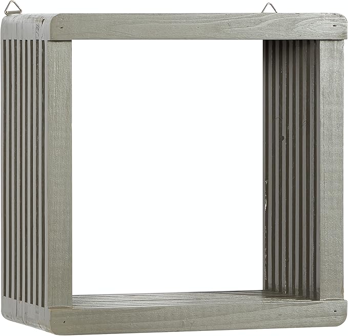 Deco 79 Wall Shelf, 12" L x 7" W x 12" H, Grey