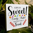 Candy Lover Artwork Wood Box Sign Rustic Farmhouse Style Life Is Sweet Candy Buffet Wood Block Plaque 5 X 5 Inches Home Desk Sign Decor for Presents