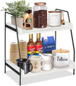 Coffee Bar Accessories and Organizer Countertop, Coffee Station Organizer Kitchen Counter Shelf Organizer,Coffee Condiment Storage,Cup Lid Holder Countertop Shelf for Bathroom (White)