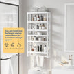 Bathroom Shelves with Hanging Bar Over Toilet Storage - Adjustable Wall Organizer (White)